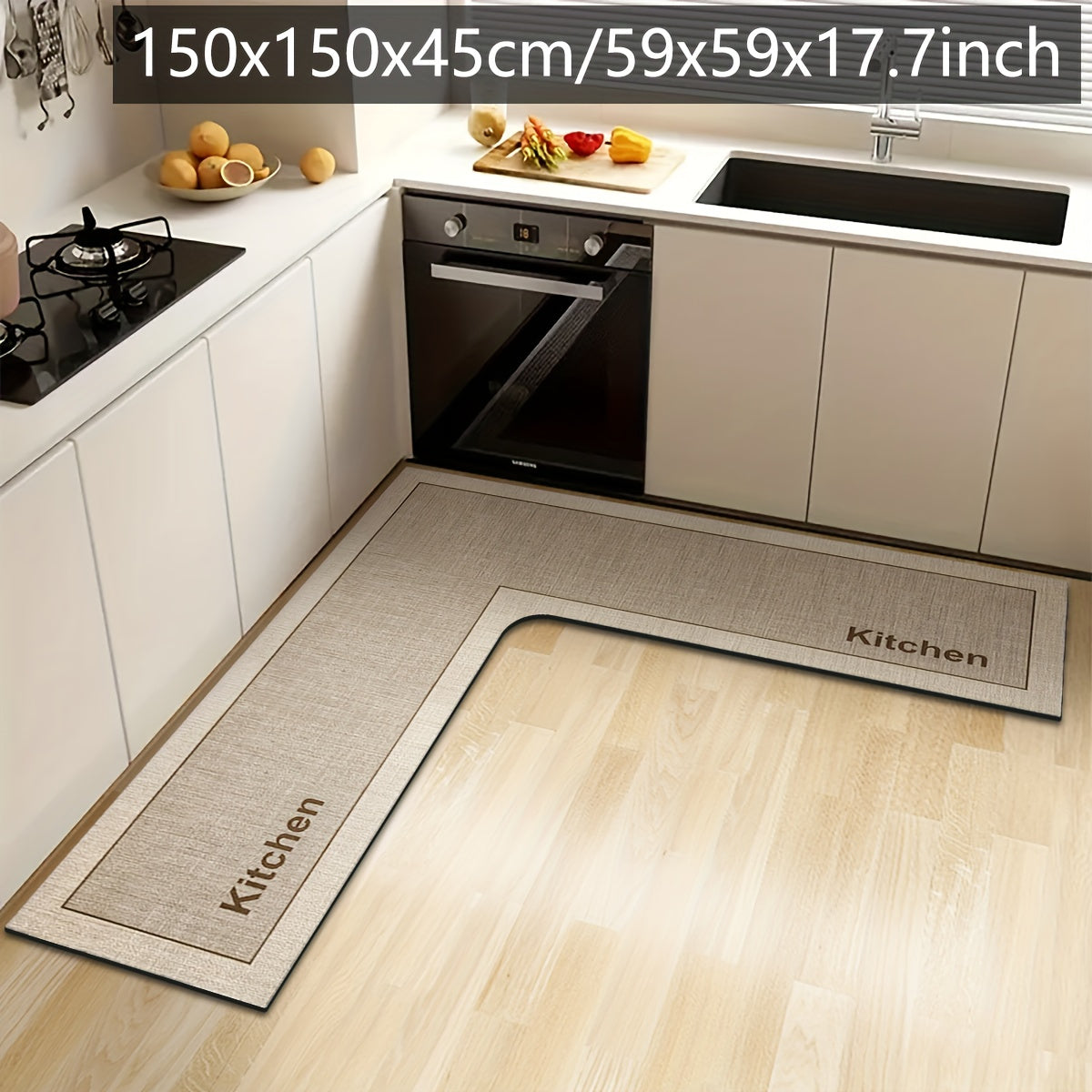 L-Shaped Kitchen Mat Non-Slip & Absorbent