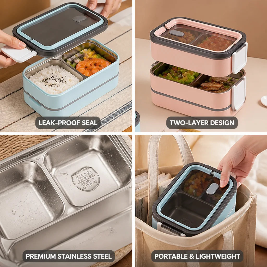 Stainless Steel Two-Layer Airtight Bento Lunch Box