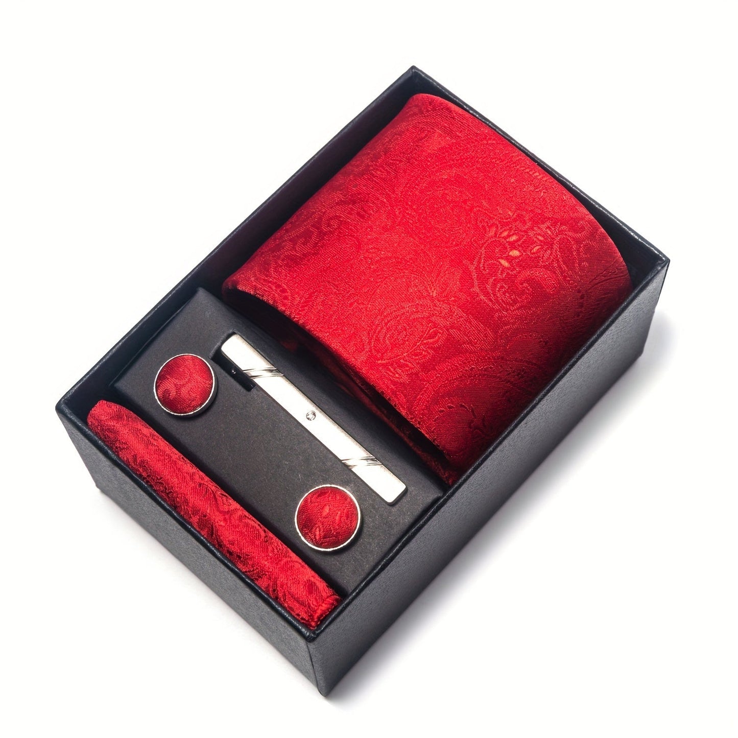 Men's Paisley Tie Set with Pocket Square & Cufflinks