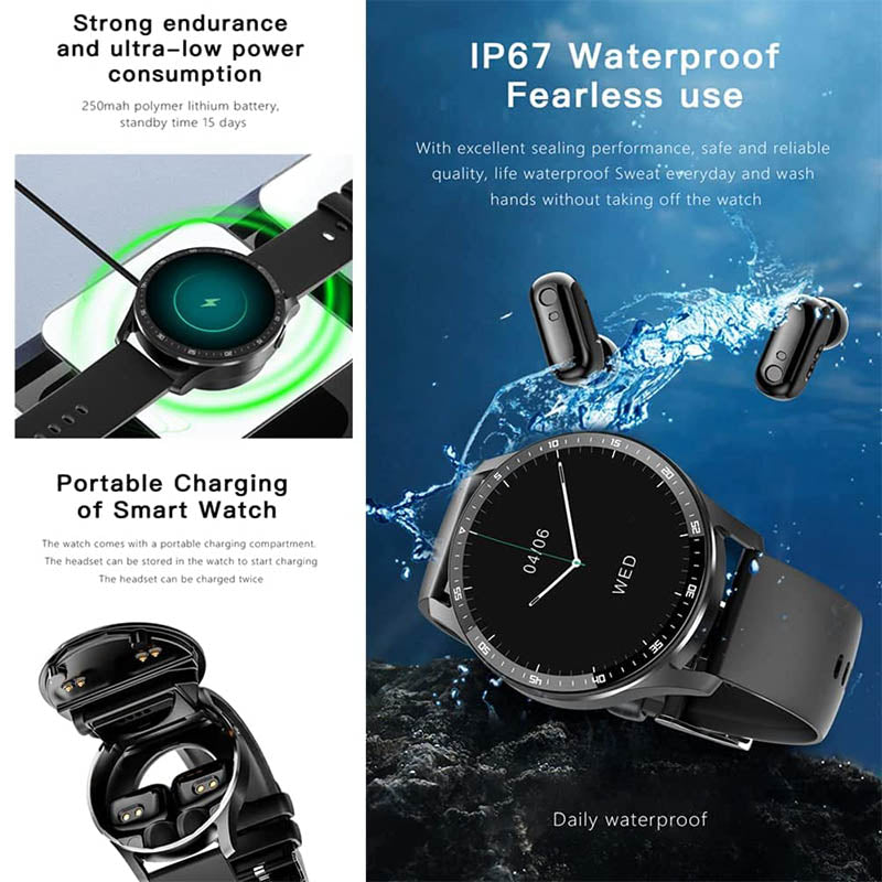2-in-1 Smartwatch with Bluetooth Headphones