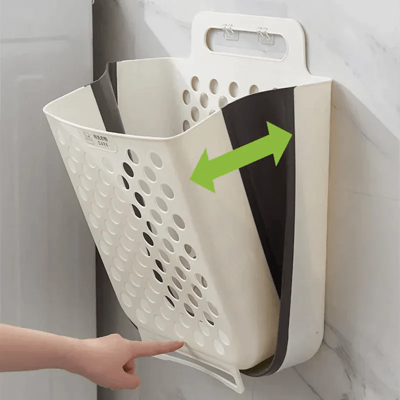 Space-saving laundry basket extendable & foldable