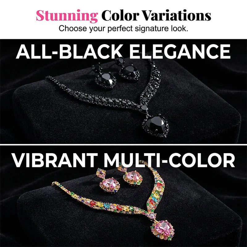 Heart Jewelry Set with Necklace and Earrings