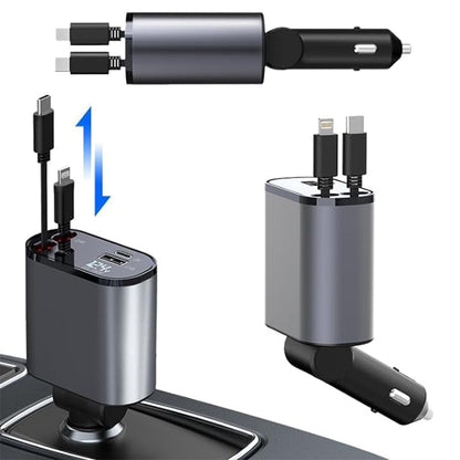 4-in-1 Retractable Car Charger with Fast Charging