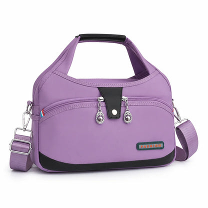 Anti-theft waterproof nylon crossbody bag with multiple zippers