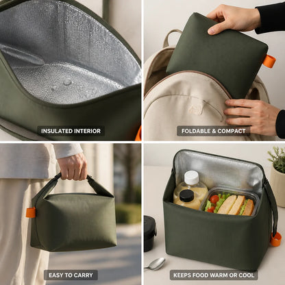 Insulated Foldable Lunch Bag (Zipper)