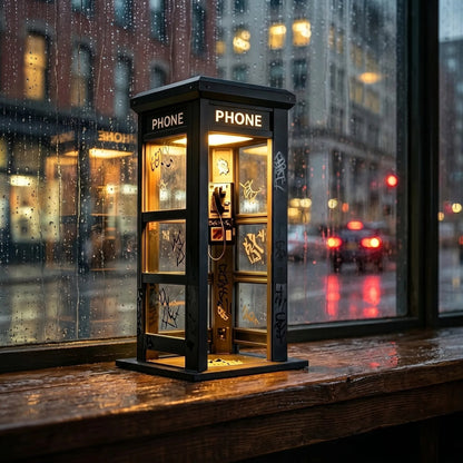Retro Telephone Booth Lamp with Warm Ambient Light
