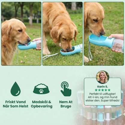 TrailBuddy™ – 3-in-1 Dog Drinking Bottle with Food Container