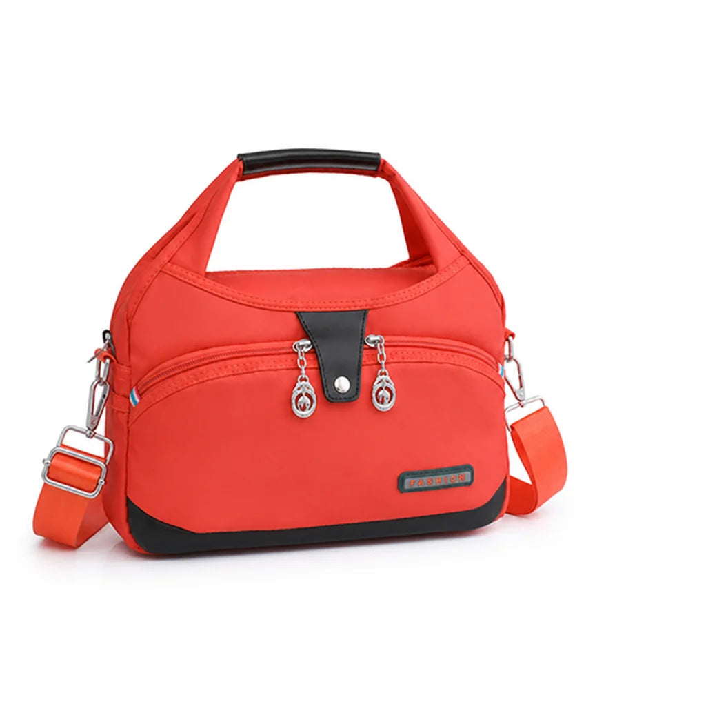 Anti-theft waterproof nylon crossbody bag with multiple zippers