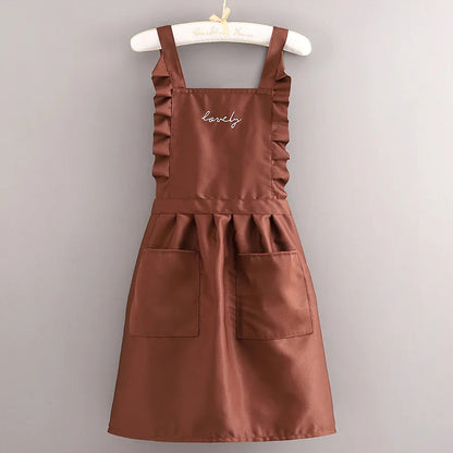 Water-Repellent Women's Apron with Floral Pattern