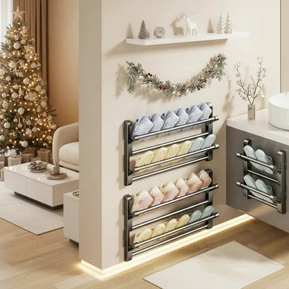Wall-Mounted Shoe Rack with Drainage System
