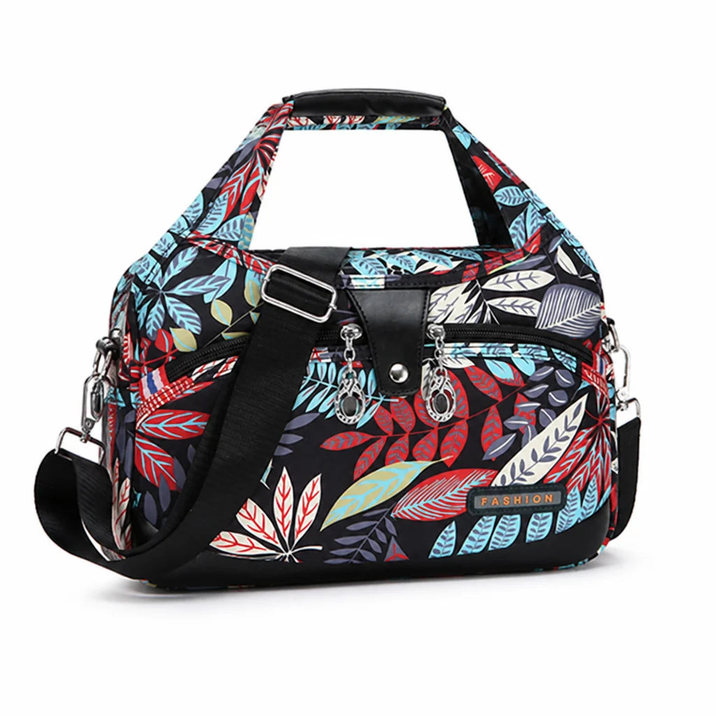 Anti-theft waterproof nylon crossbody bag with multiple zippers