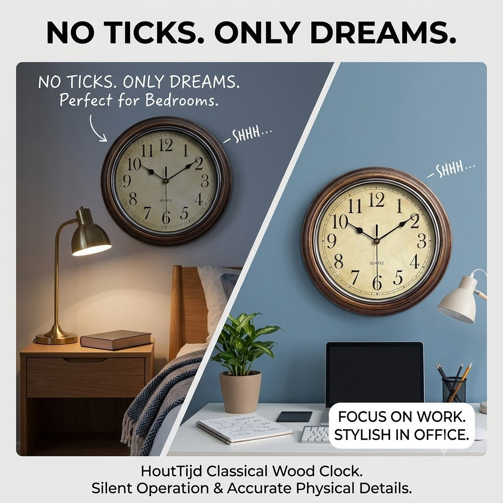 Classic Wooden Wall Clock with Silent Movement