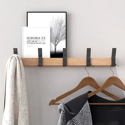 Wall-mounted coat rack with adjustable double hooks
