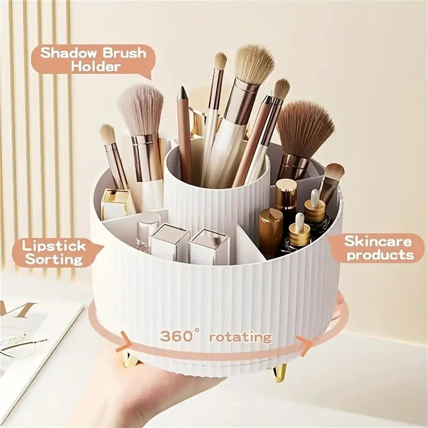 360° Rotatable Make-up Organizer with 5 Compartments