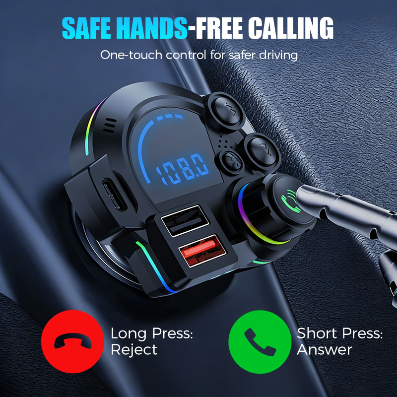 Car FM Transmitter Bluetooth 5.3 Dual USB