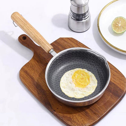 Stainless Steel Mini Frying Pan with Wooden Handle