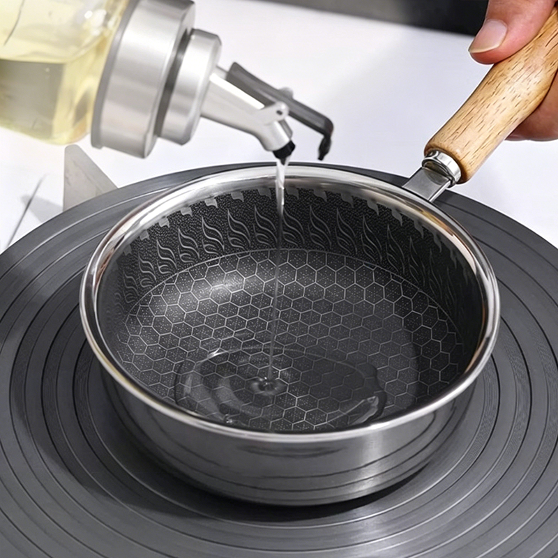 Stainless Steel Mini Frying Pan with Wooden Handle