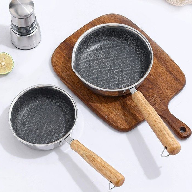 Stainless Steel Mini Frying Pan with Wooden Handle