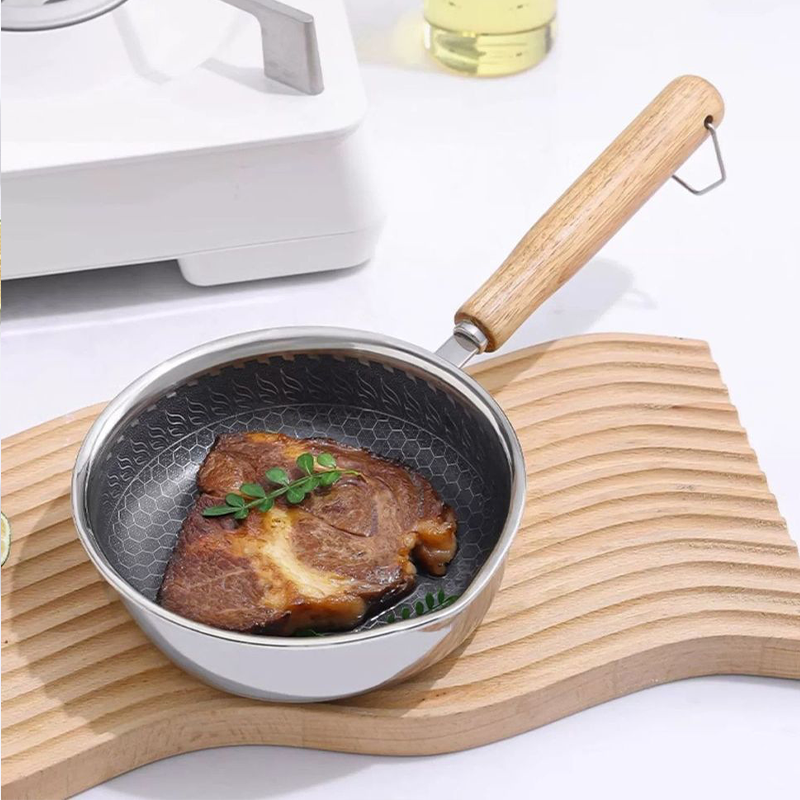 Stainless Steel Mini Frying Pan with Wooden Handle