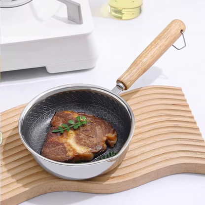 Stainless Steel Mini Frying Pan with Wooden Handle