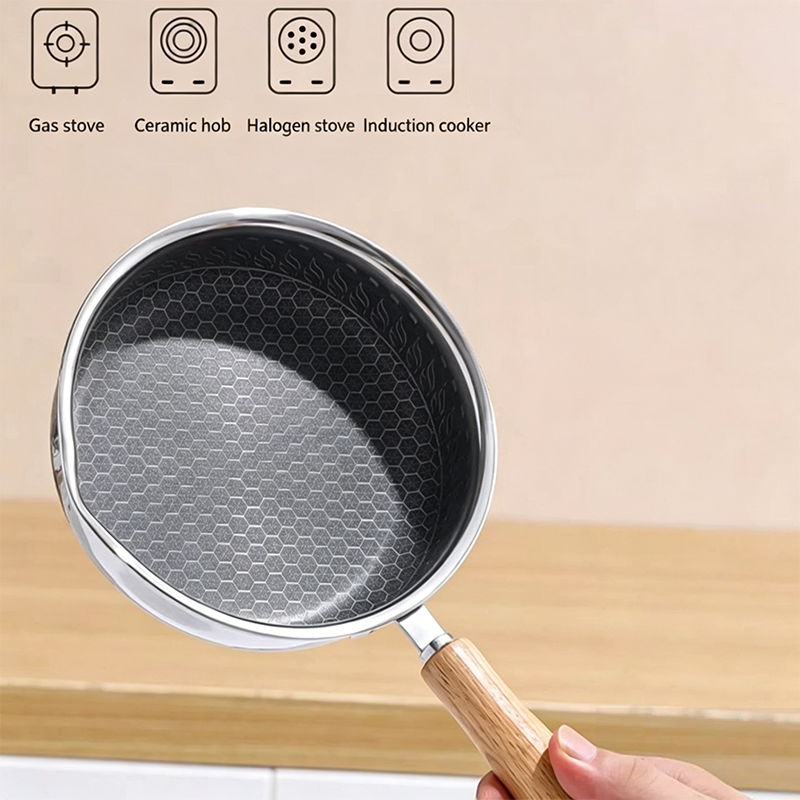 Stainless Steel Mini Frying Pan with Wooden Handle