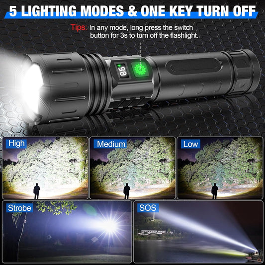 100,000 Lumen LED Torch with Powerbank & USB-C