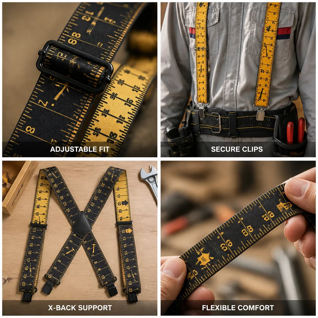 5 cm Wide Adjustable Elastic X-Back Men's Suspenders (4 Clips)