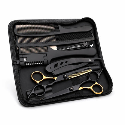Stainless Steel Hair Scissors Set for Thinning and Cutting (Razor Comb & Case)