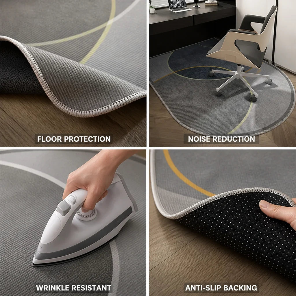 Crease-free, noise-reducing printed floor protection mat for office chairs