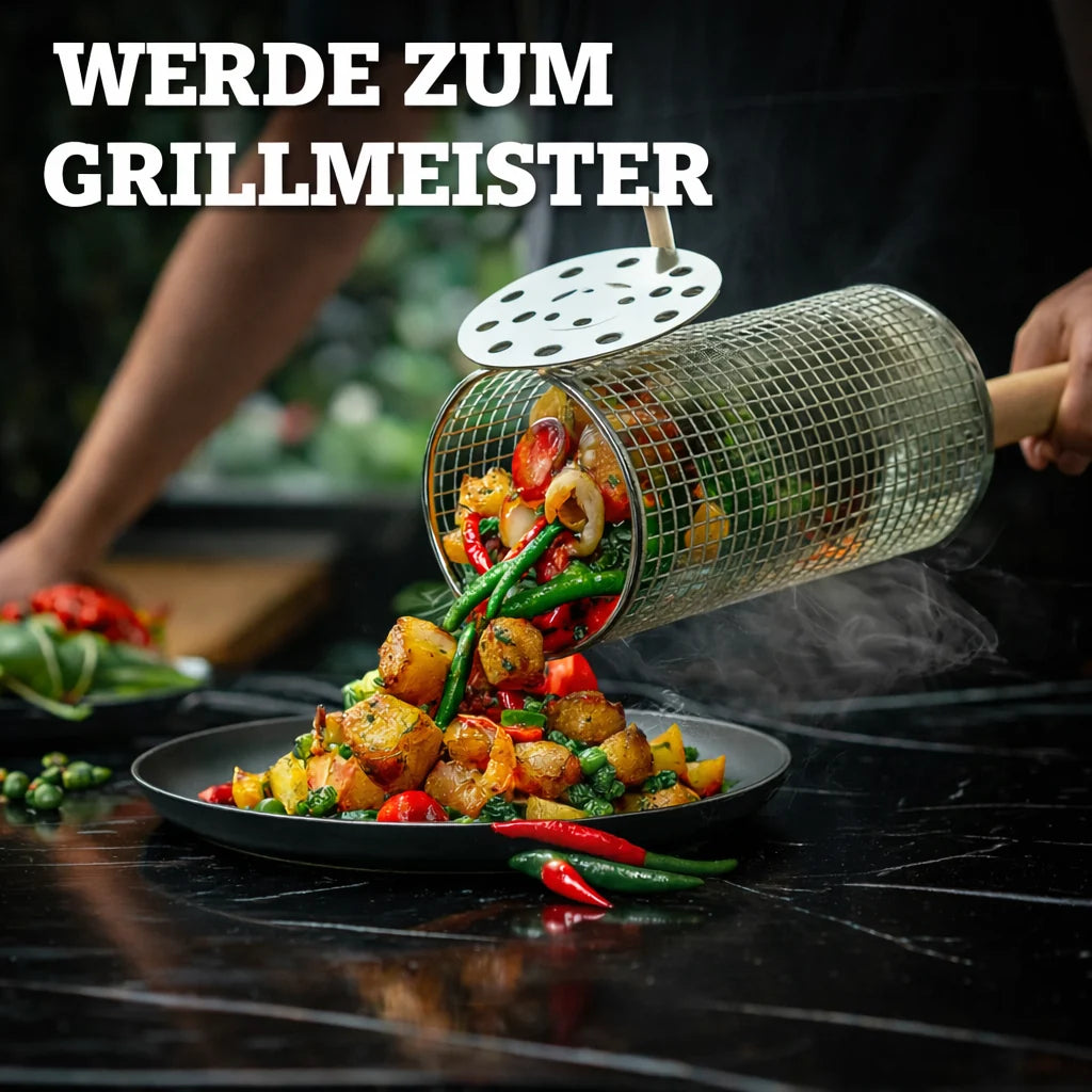 GrillEase™ Rolling Basket — Master the Grill and Enjoy Juicy, Perfectly Cooked Delights with Every Turn!