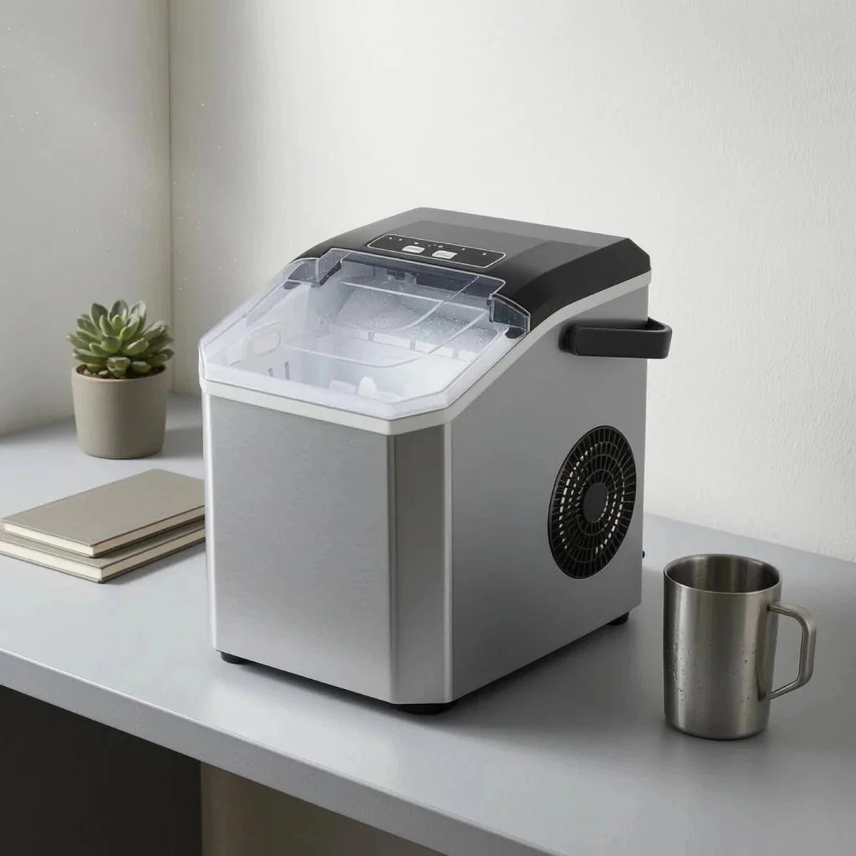 ICEFLOW Compact Ice Maker with Transparent Lid