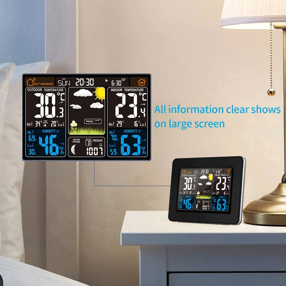 Digital weather station with indoor and outdoor sensor