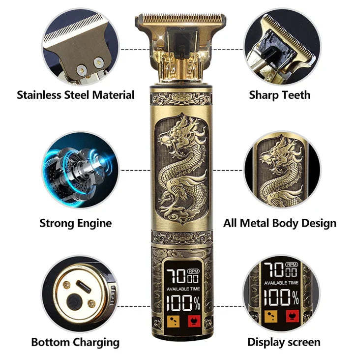 Professional Hair Clipper with Carbon Steel T-Blade