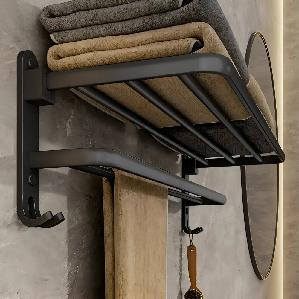 Towel Holder with Hook – 50 cm Black
