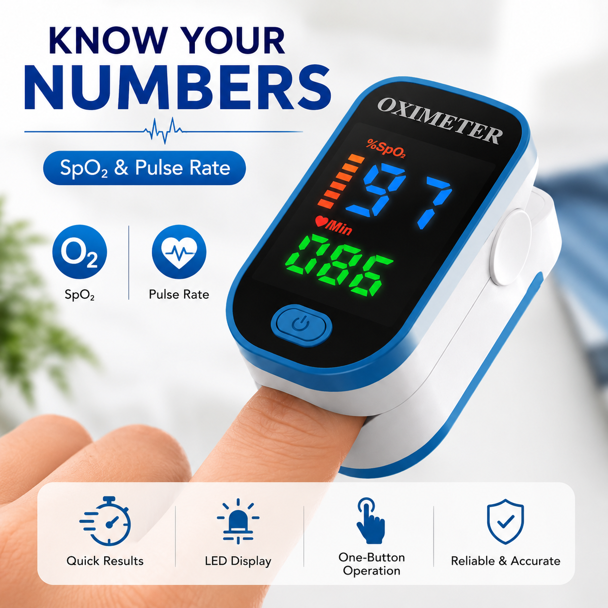 Digital Finger Pulse Oximeter with LED Display