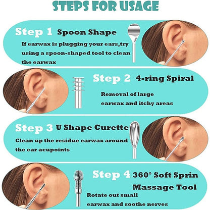 Ear Cleaner Set 6-Piece with Keychain Case