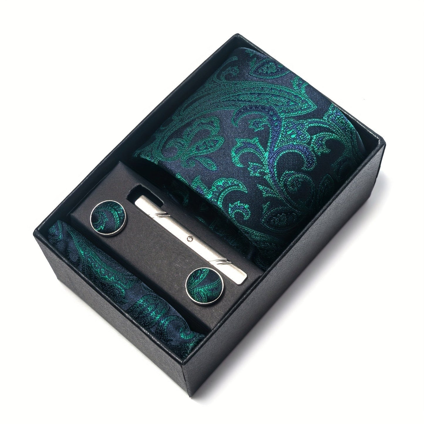 Men's Paisley Tie Set with Pocket Square & Cufflinks