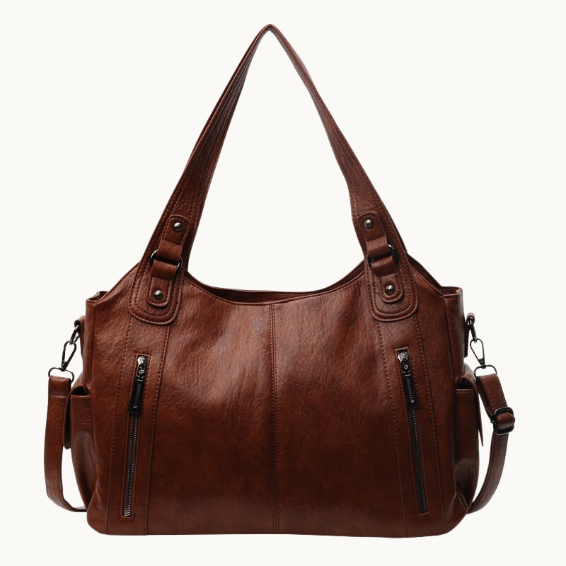 Faux Leather Tote Bag with Retro Design