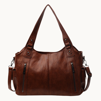 Faux Leather Tote Bag with Retro Design