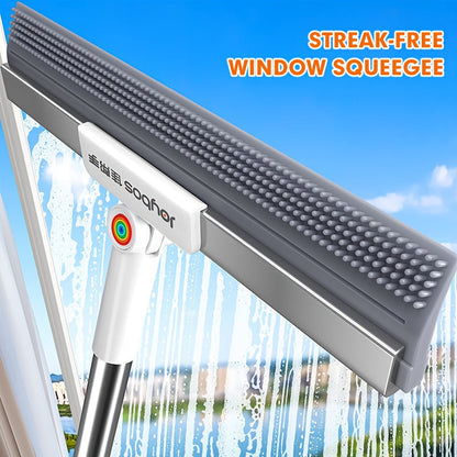 Floor Squeegee with Rubber Lip & TPE Bristles