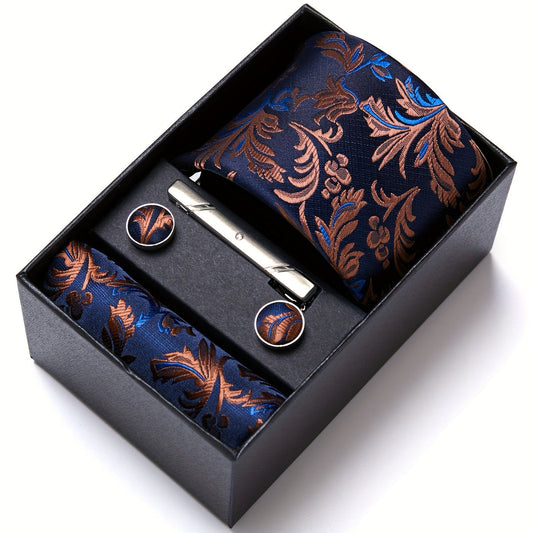 Men's Paisley Tie Set with Pocket Square & Cufflinks