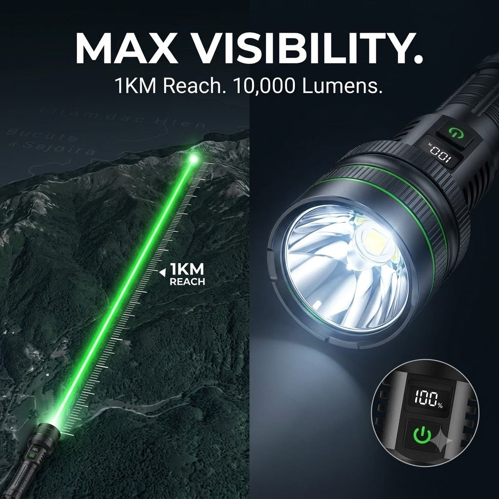 Carvallo LED Flashlight 10,000 Lumens with Power Bank