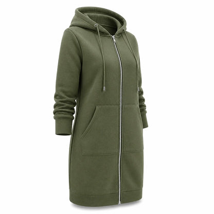 Cotton Blend Fleece Zip-Up Hoodie Tunic