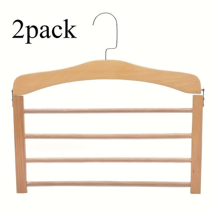 Wooden Pants Hangers Multi-Layer Set of 2
