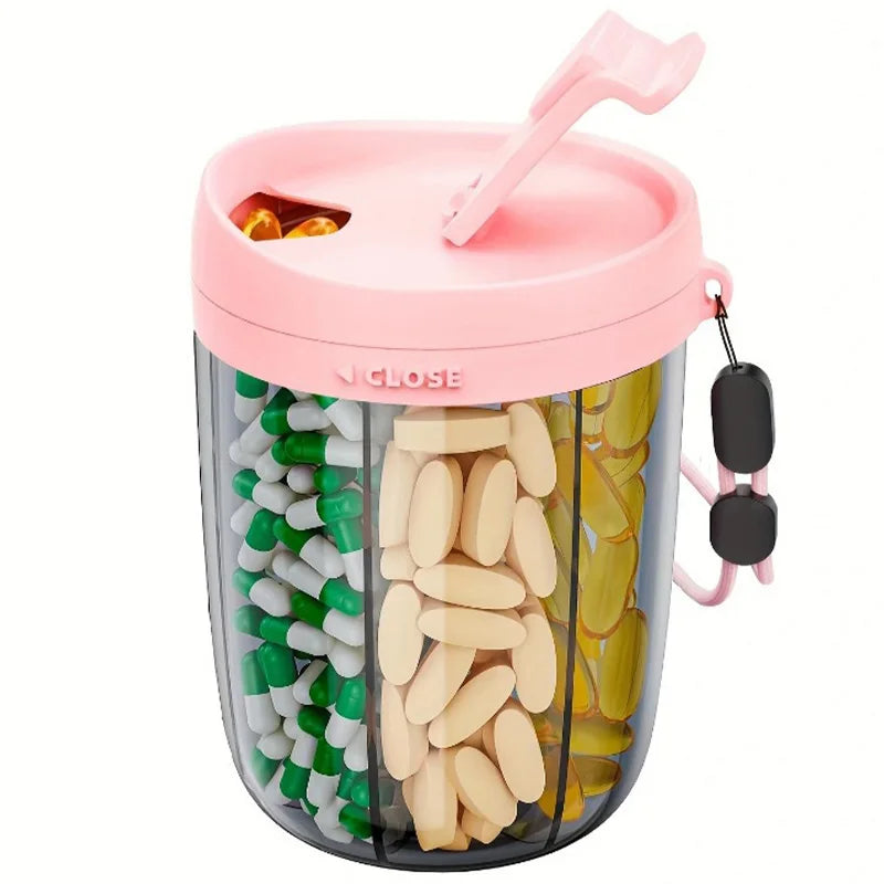 Tablet box with 6 compartments and clear lid