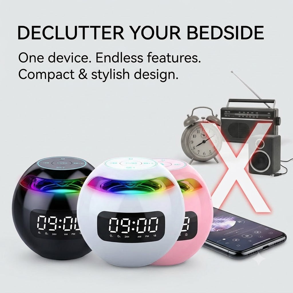 Bluetooth Alarm Clock with LED Display & Speaker