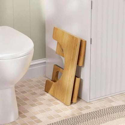 Foldable Bamboo Toilet Stool with Non-Slip Surface