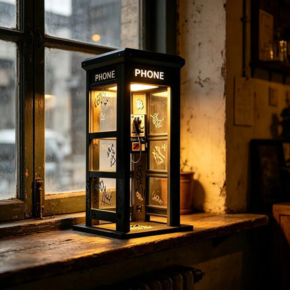 Retro Telephone Booth Lamp with Warm Ambient Light