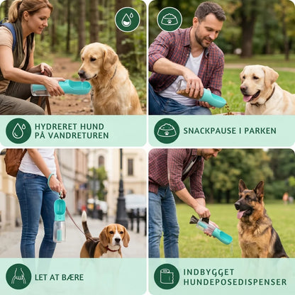 TrailBuddy™ – 3-in-1 Dog Drinking Bottle with Food Container