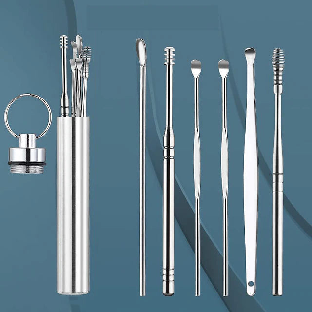 Ear Cleaner Set 6-Piece with Keychain Case